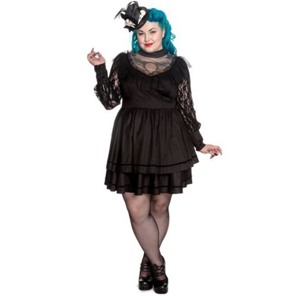 Hell Bunny Lace Collared Black Tulle - Size Large - Picture 3 of 4